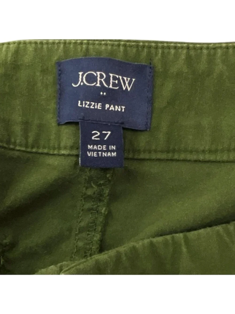 J.Crew Lizzie Pants Womens 27 Green Wide Leg Patch Pocket Stretch Twill Casual